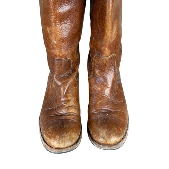 Frye Melissa Button Riding Boots Brown Leather Size 8.5 Distressed Classic - Picture 3 of 10